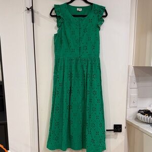 J. Crew Green Eyelet Maxi Dress